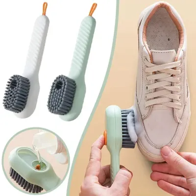 Multifunctional Liquid Adding Soft Fur Shoe Cleaning Brush,